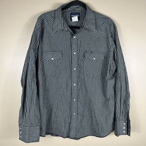Wrangler Western Plaid Pearl Snap Button Shirt Mens XL Sleeve 75204PP